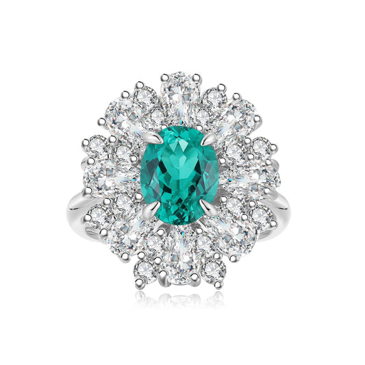 Sterling Silver Lab - Grown Emerald Ring A – JSEGR253Y