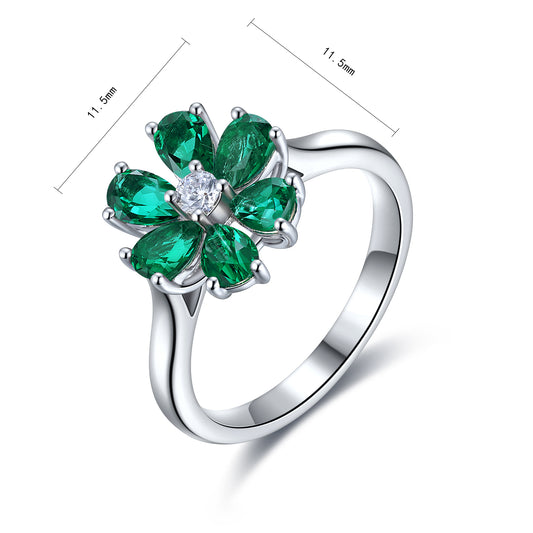 Sterling Silver Lab - Grown Emerald Ring A – JSEGR236Y