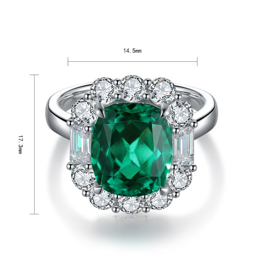Sterling Silver Lab - Grown Emerald Ring A – JSEGR219Y