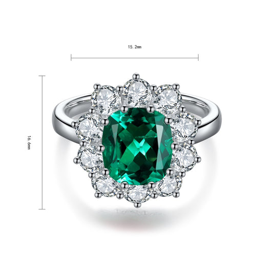Sterling Silver Lab - Grown Emerald Ring A – JSEGR212Y
