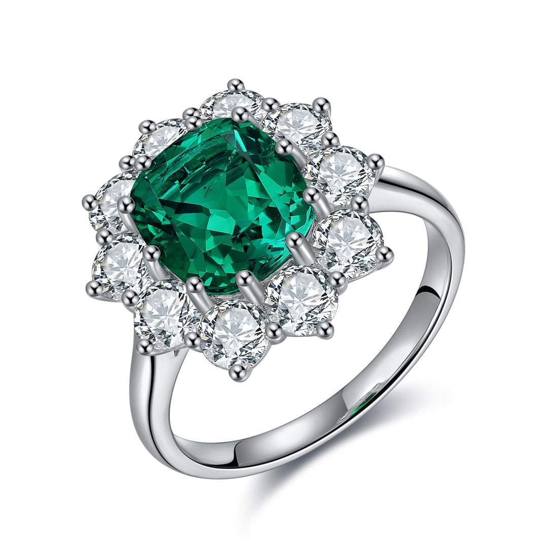 Sterling Silver Lab - Grown Emerald Ring A – JSEGR212Y
