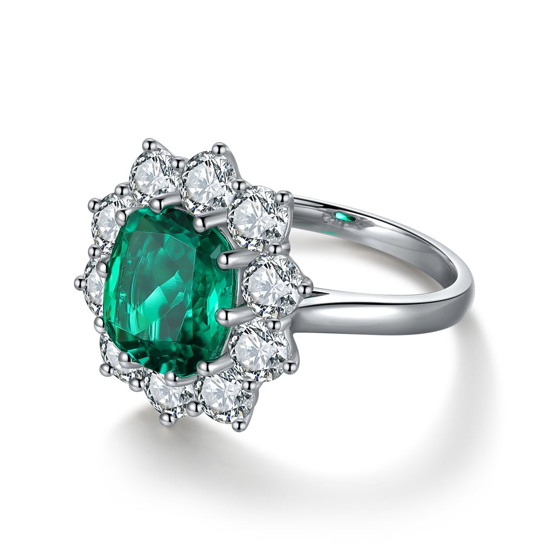 Sterling Silver Lab - Grown Emerald Ring A – JSEGR212Y