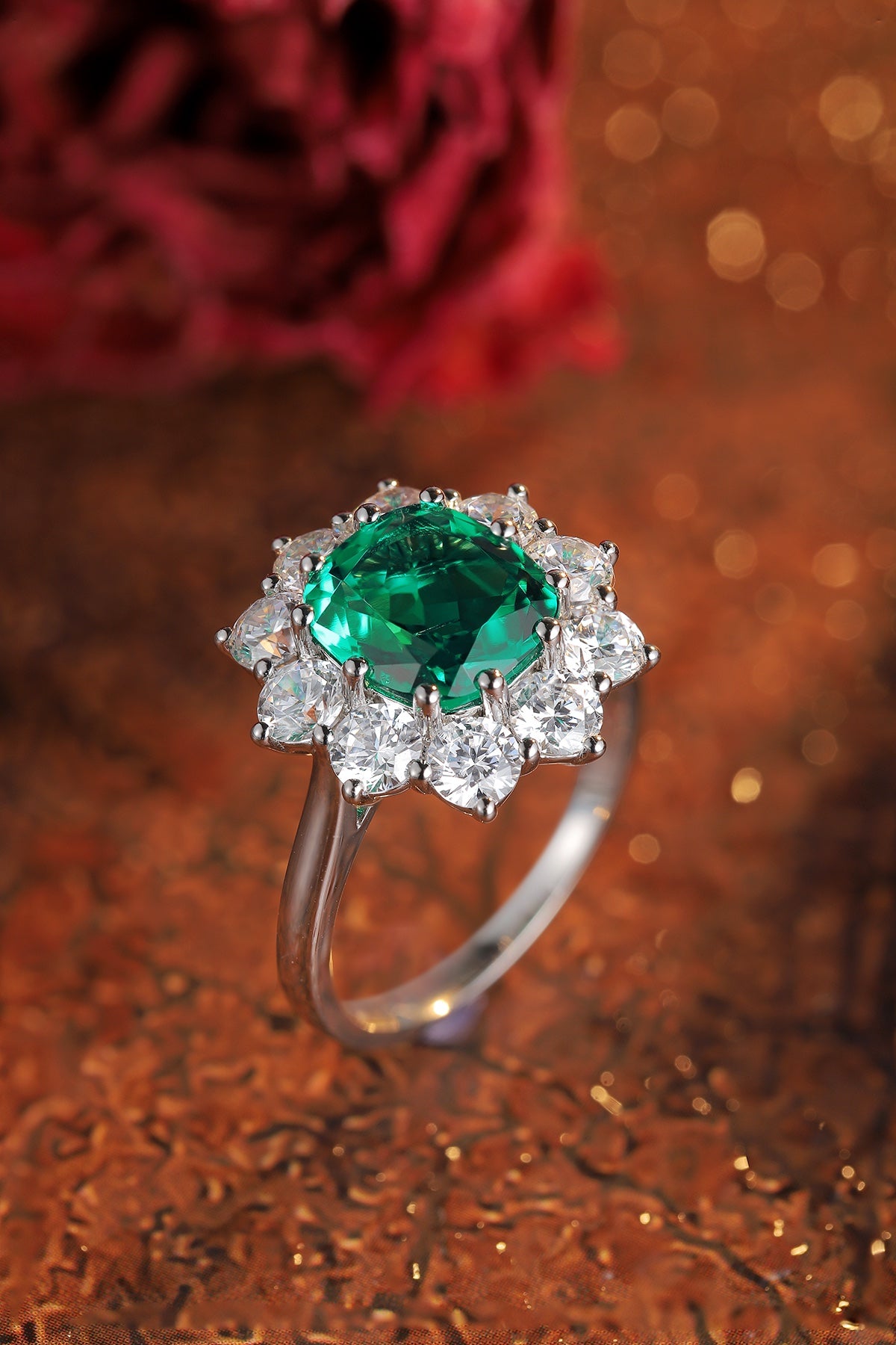 Sterling Silver Lab - Grown Emerald Ring A – JSEGR212Y