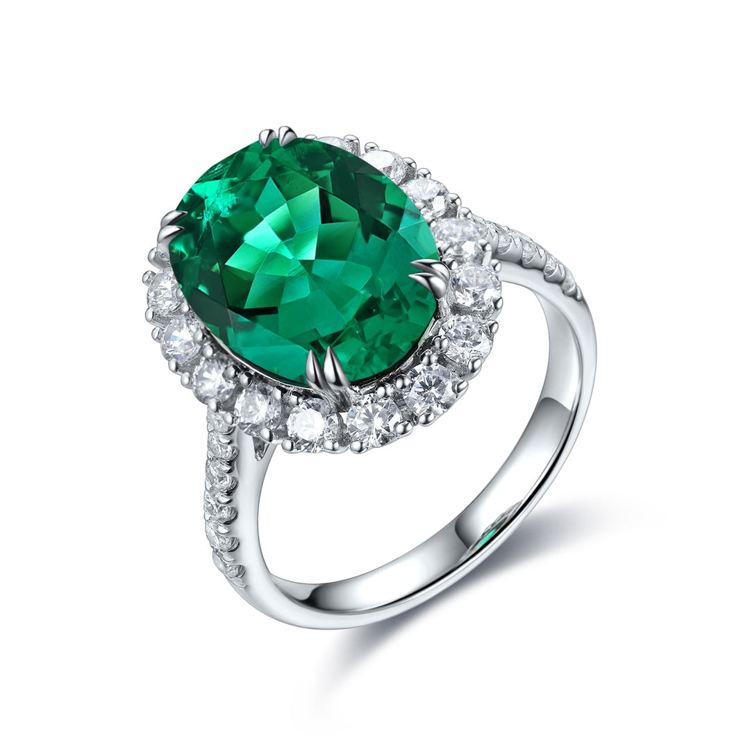 Sterling Silver Lab - Grown Emerald Ring W – JSEGR210Y