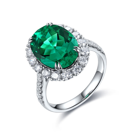 Sterling Silver Lab - Grown Emerald Ring W – JSEGR210Y