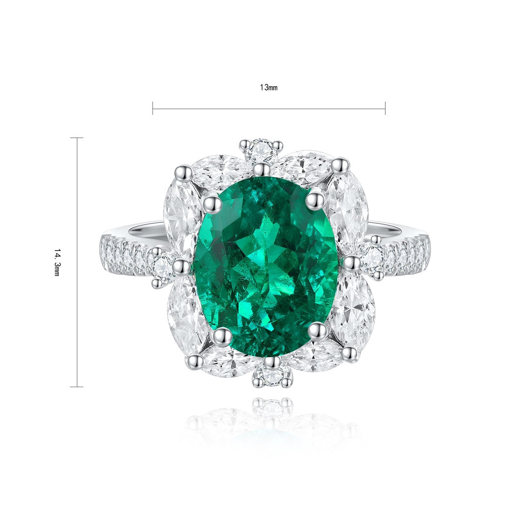 Sterling Silver Lab - Grown Emerald Ring A – JSEGR209Y