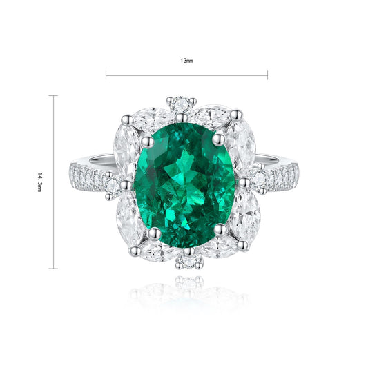 Sterling Silver Lab - Grown Emerald Ring A – JSEGR209Y