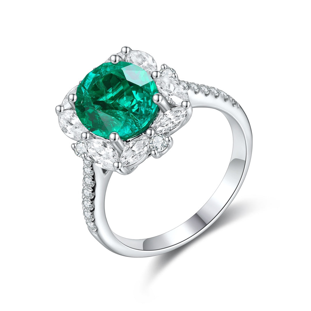Sterling Silver Lab - Grown Emerald Ring A – JSEGR209Y
