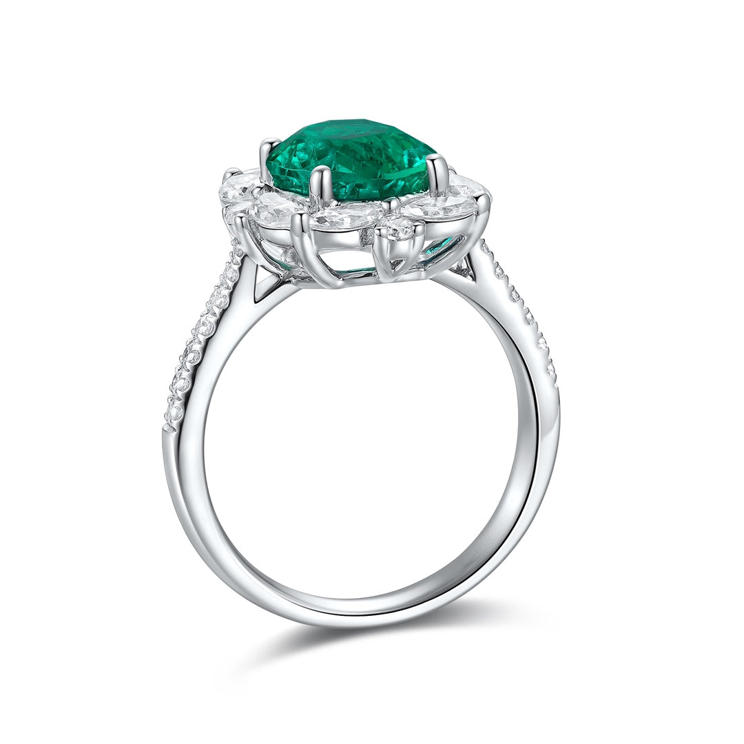 Sterling Silver Lab - Grown Emerald Ring A – JSEGR209Y