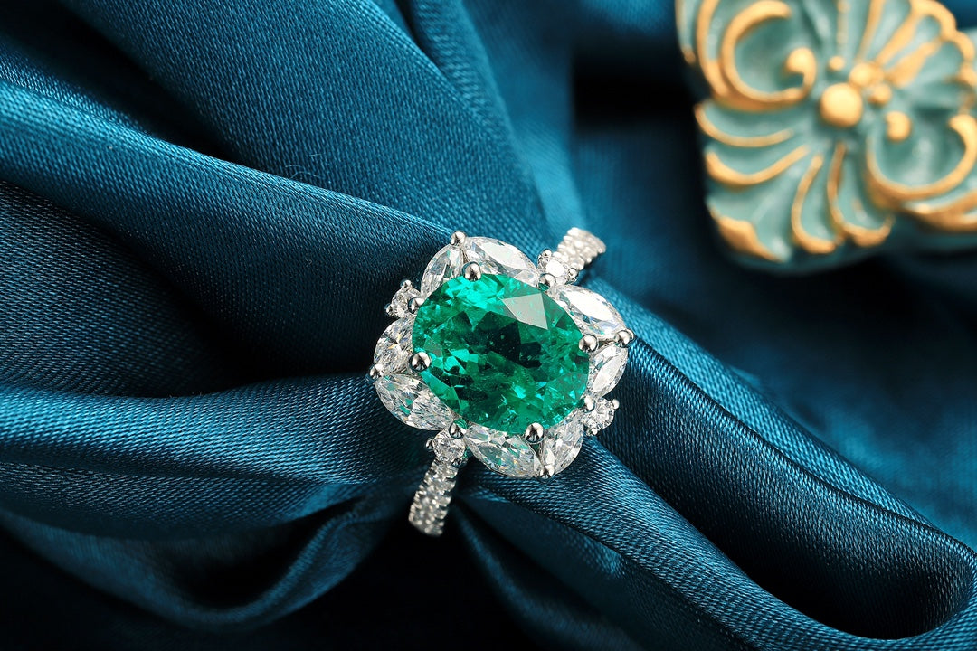 Sterling Silver Lab - Grown Emerald Ring A – JSEGR209Y