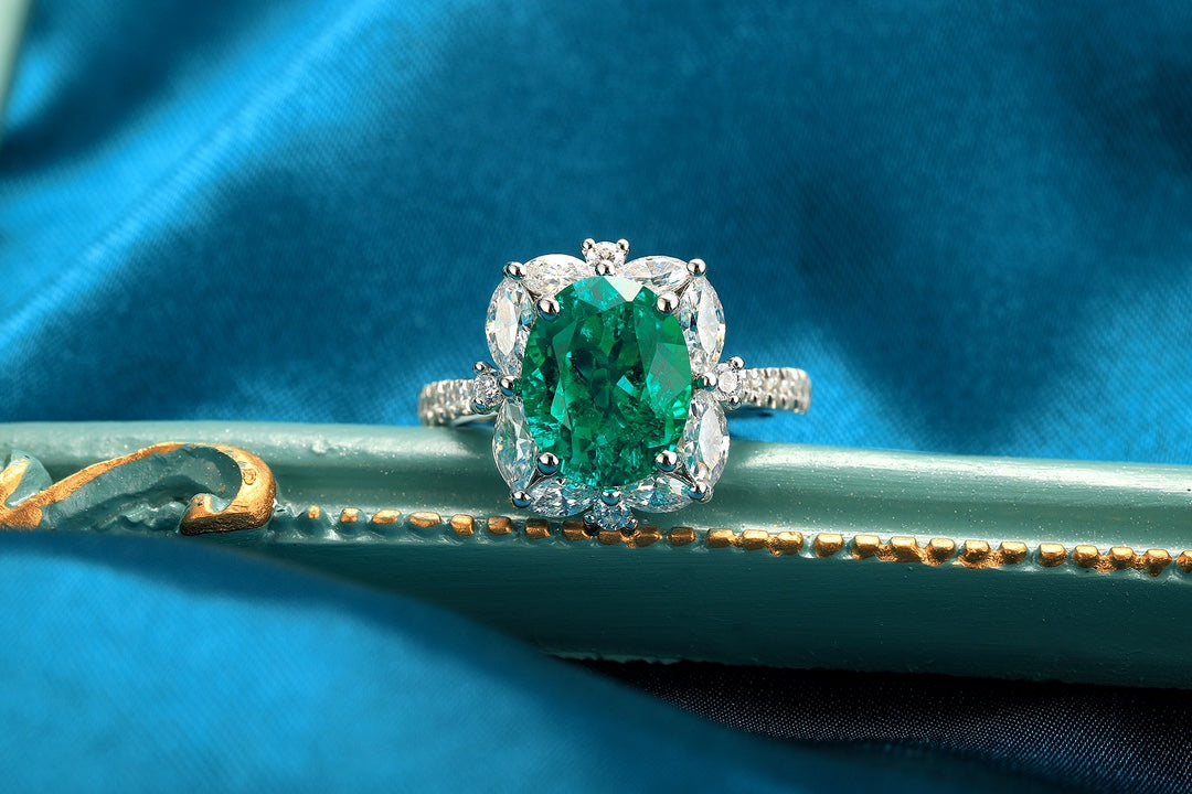 Sterling Silver Lab - Grown Emerald Ring A – JSEGR209Y