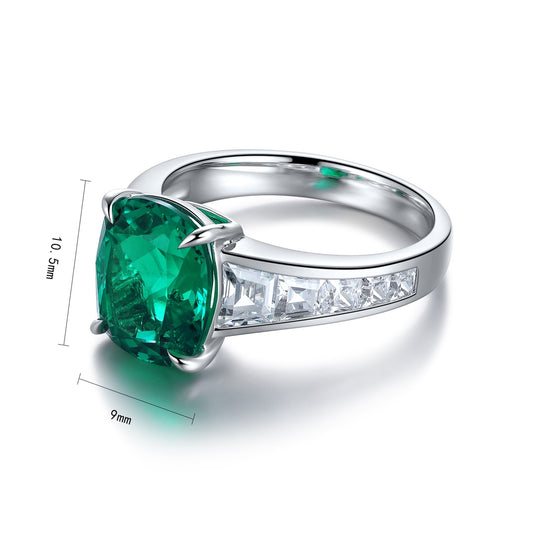 Sterling Silver Lab - Grown Emerald Ring A – JSEGR204Y