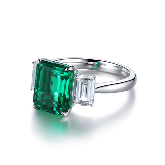 Sterling Silver Lab - Grown Emerald Ring A – JSEGR153Y
