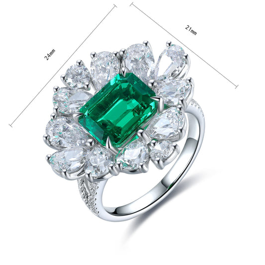 Sterling Silver Lab - Grown Emerald Ring A – JSEGR149Y
