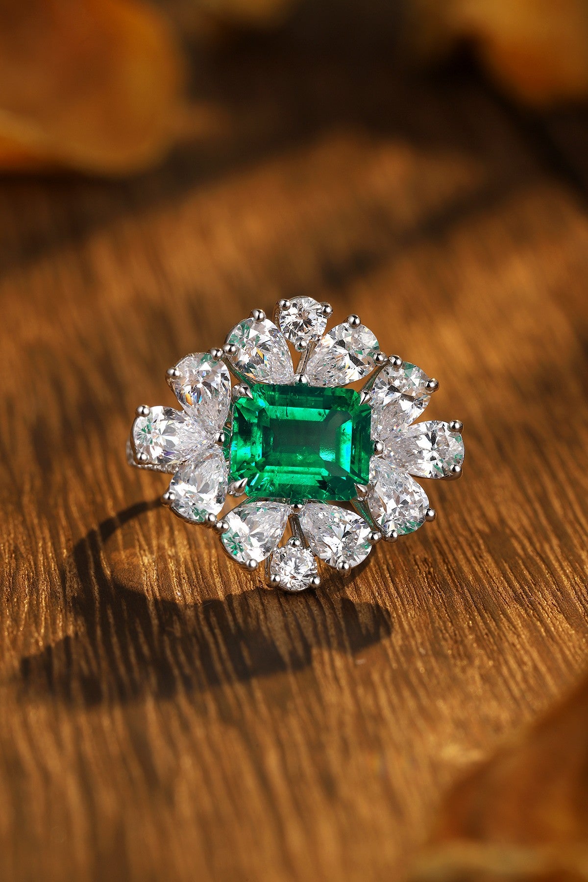 Sterling Silver Lab - Grown Emerald Ring A – JSEGR149Y