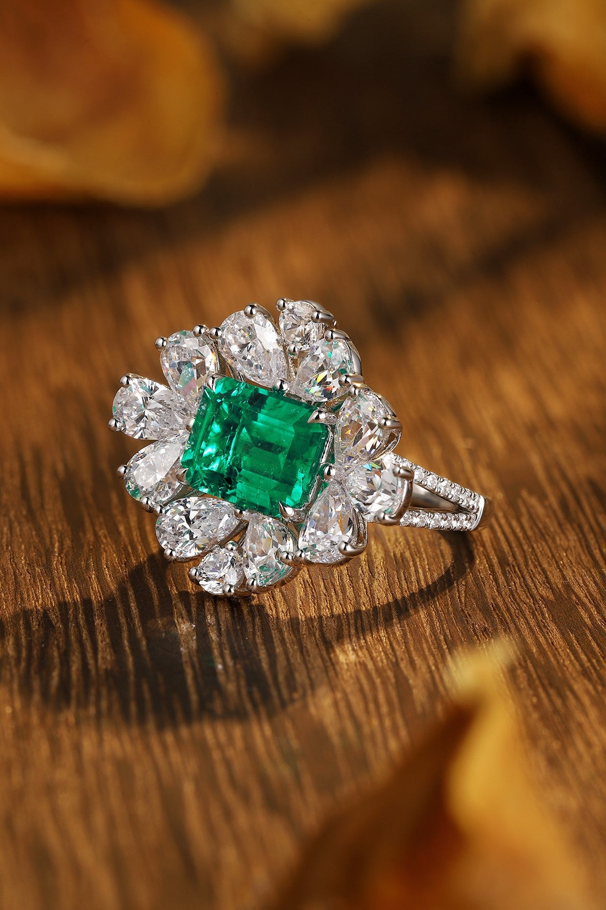 Sterling Silver Lab - Grown Emerald Ring A – JSEGR149Y