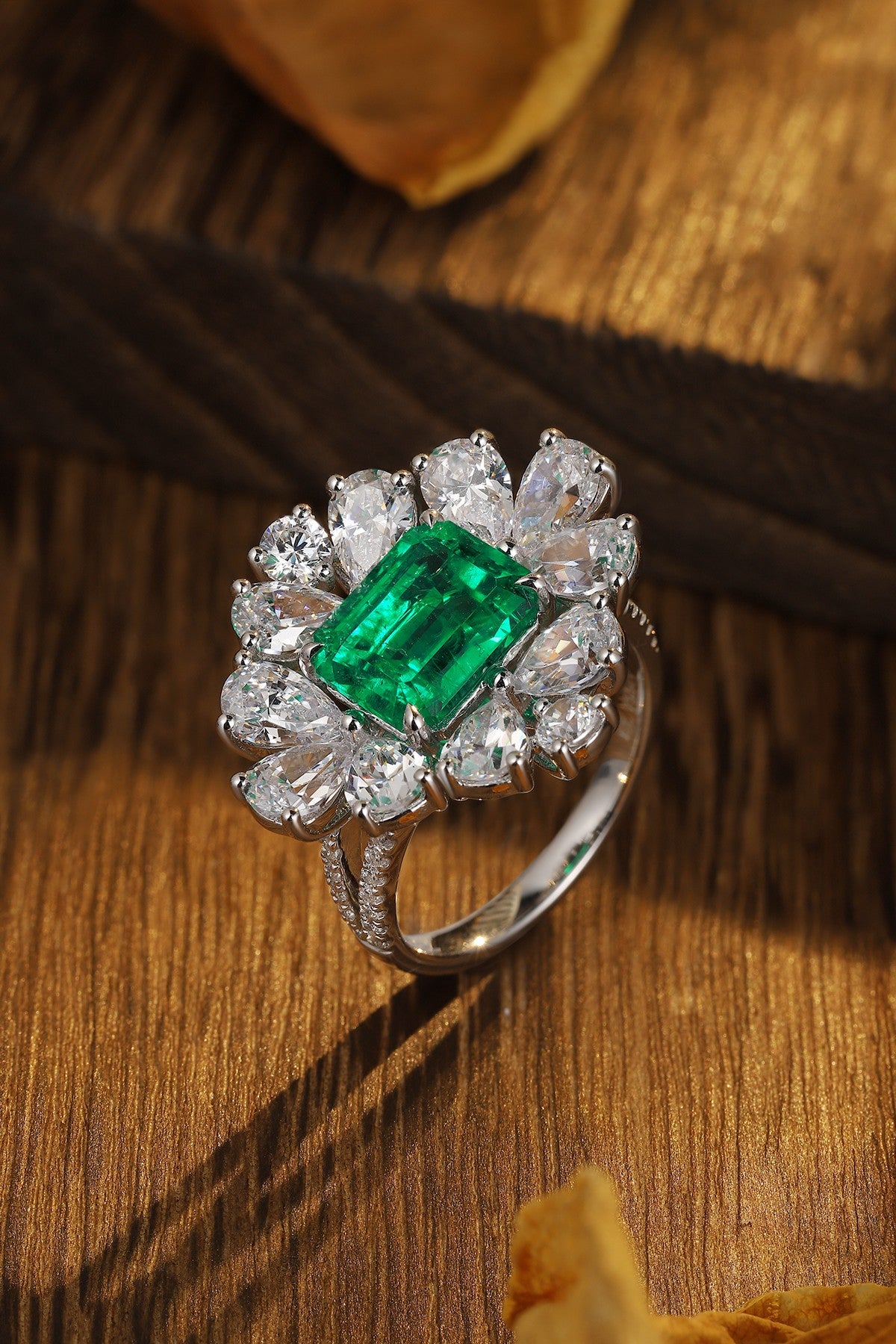 Sterling Silver Lab - Grown Emerald Ring A – JSEGR149Y