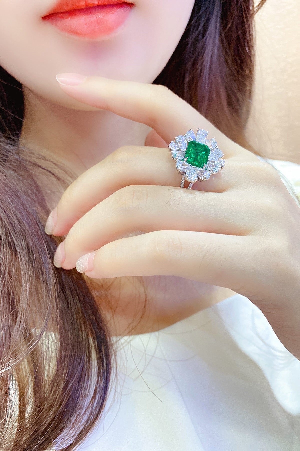 Sterling Silver Lab - Grown Emerald Ring A – JSEGR149Y