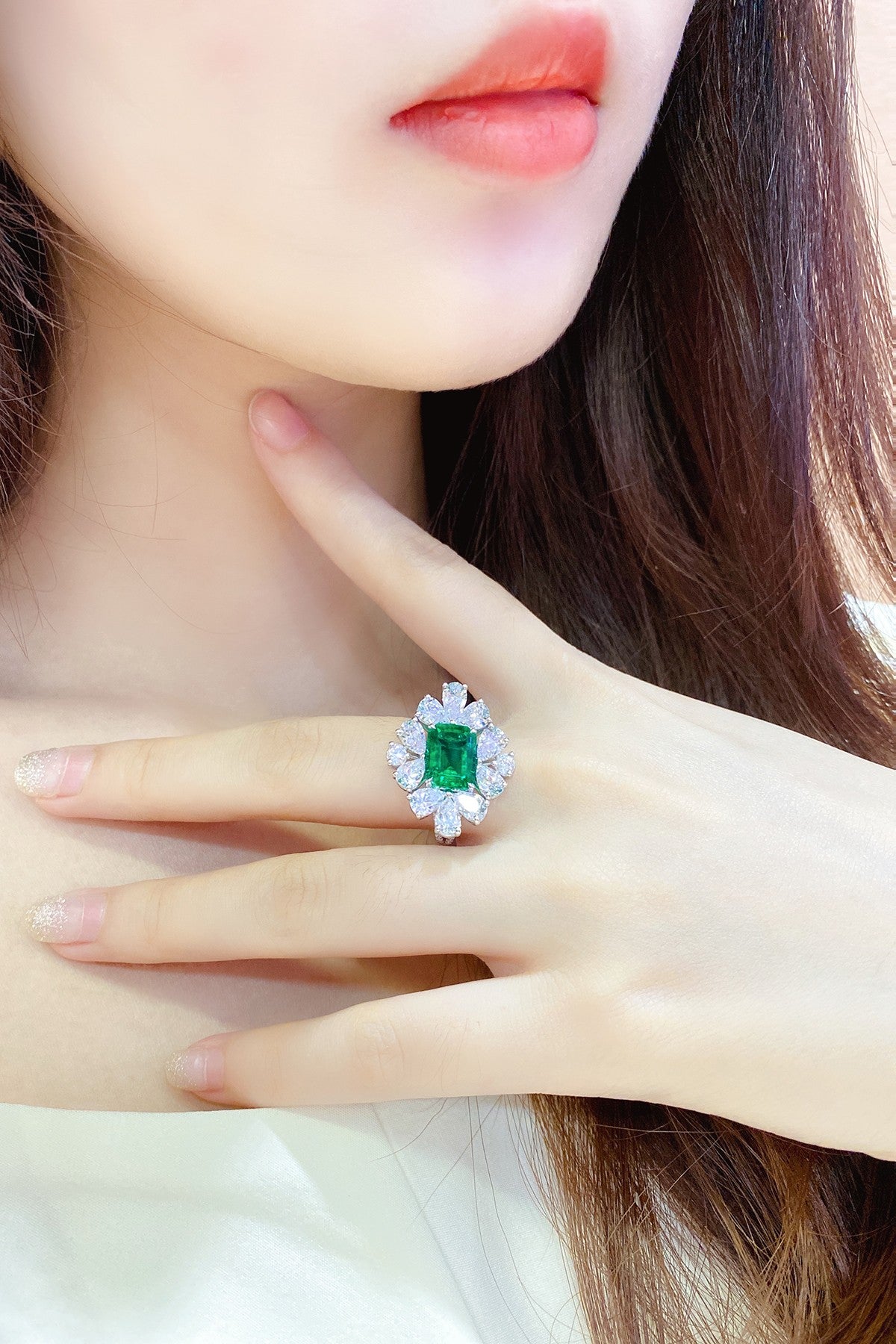 Sterling Silver Lab - Grown Emerald Ring A – JSEGR149Y