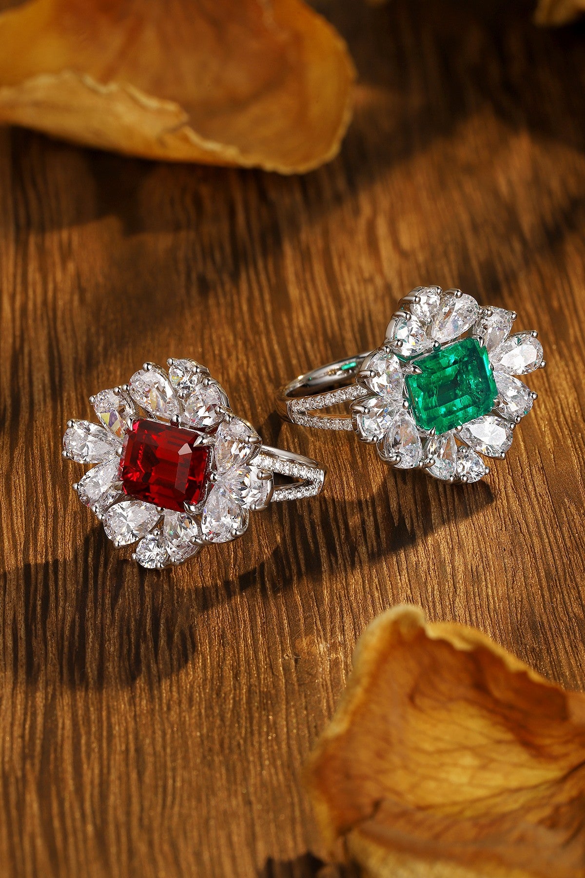 Sterling Silver Lab - Grown Emerald Ring A – JSEGR149Y