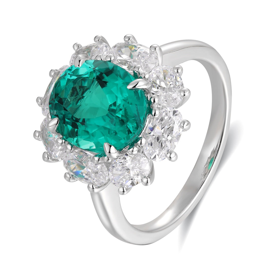 Sterling Silver Lab - Grown Emerald Ring A – JSEGR139Y