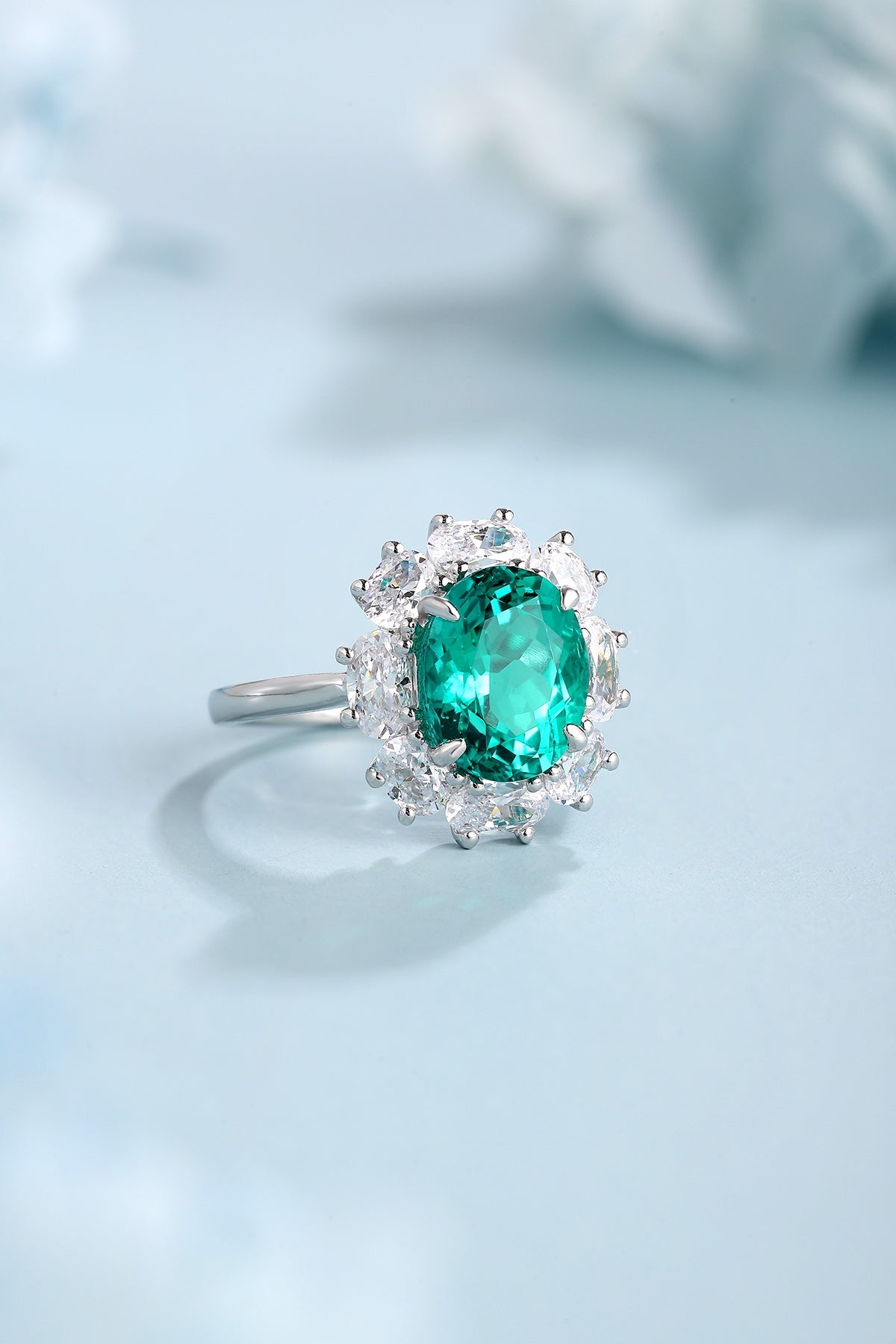 Sterling Silver Lab - Grown Emerald Ring A – JSEGR139Y