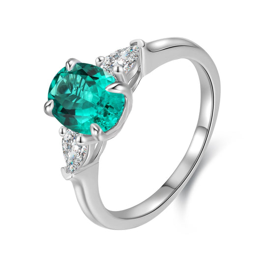 Sterling Silver Lab - Grown Emerald Ring A – JSEGR130Y