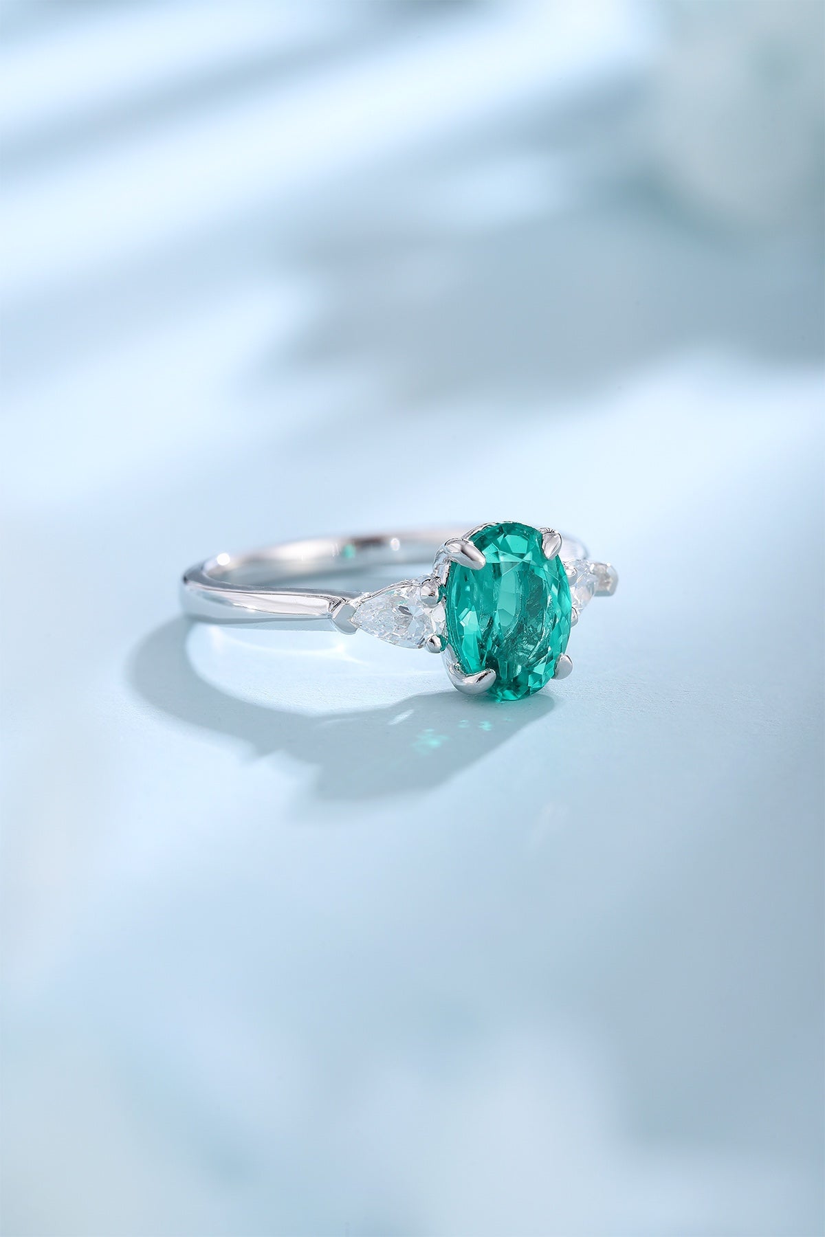 Sterling Silver Lab - Grown Emerald Ring A – JSEGR130Y