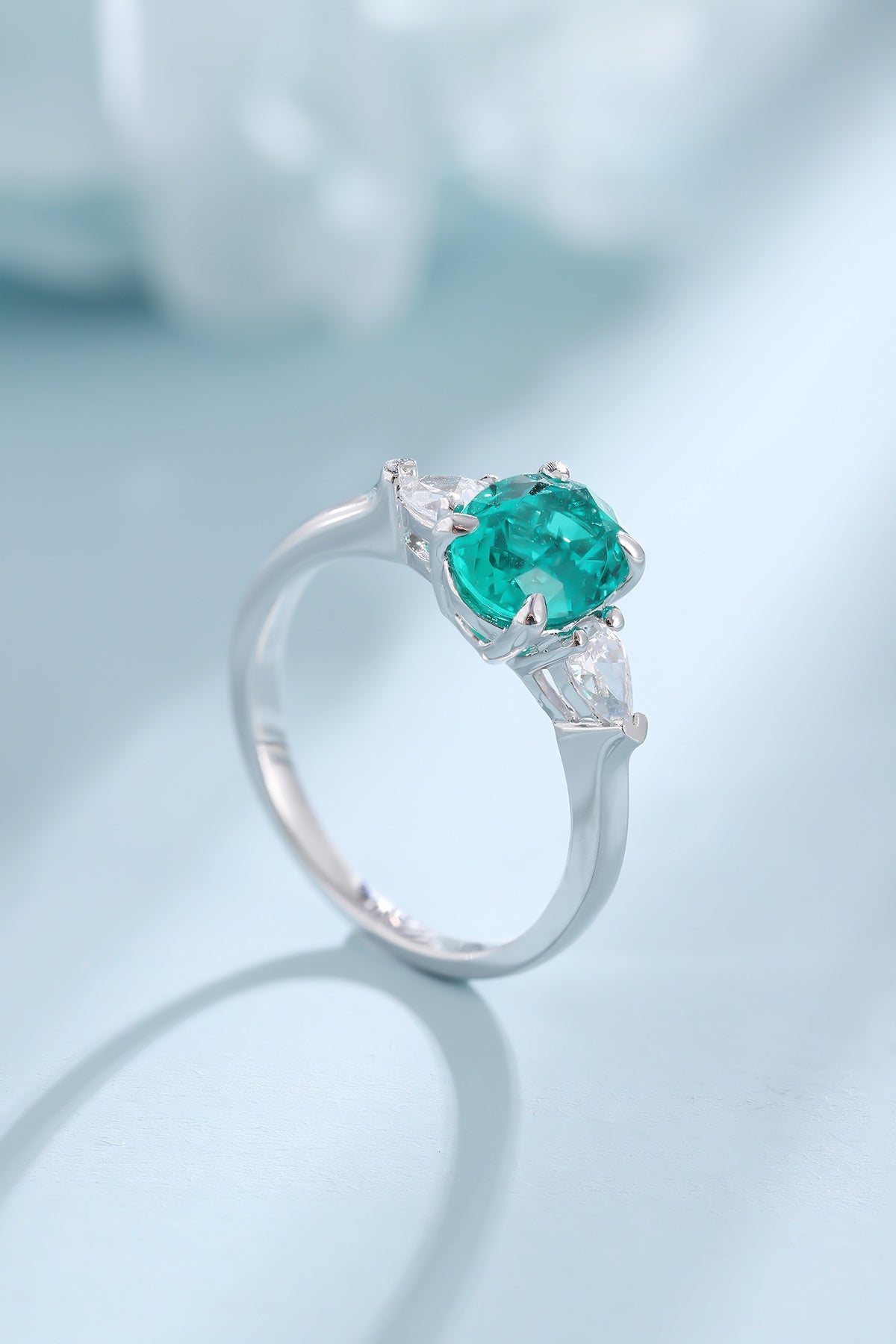 Sterling Silver Lab - Grown Emerald Ring A – JSEGR130Y