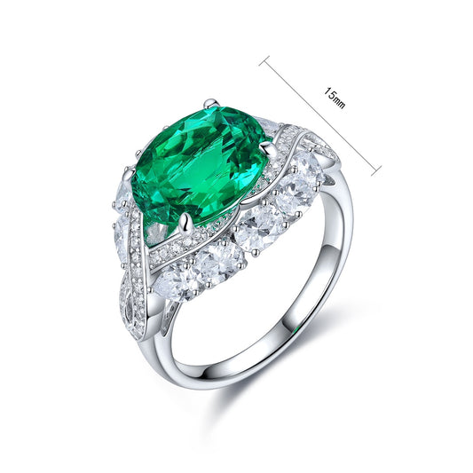 Sterling Silver Lab - Grown Emerald Ring A – JSEGR123Y