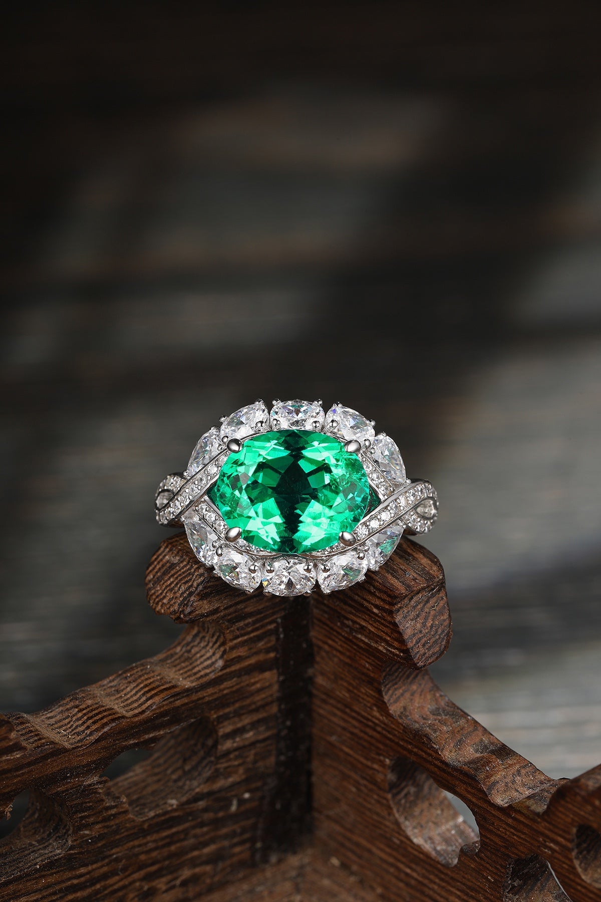 Sterling Silver Lab - Grown Emerald Ring A – JSEGR123Y