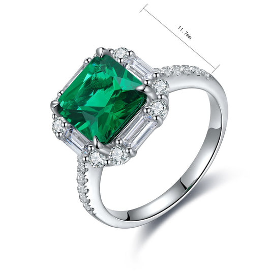 Sterling Silver Lab - Grown Emerald Ring A – JSEGR116Y