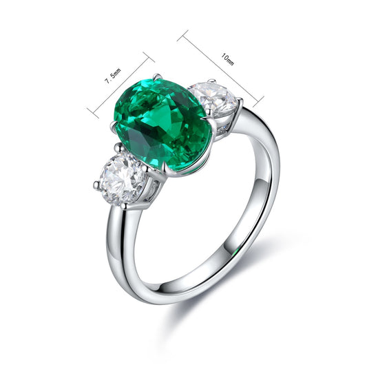 Sterling Silver Lab - Grown Emerald Ring W – JSEGR107Y-A