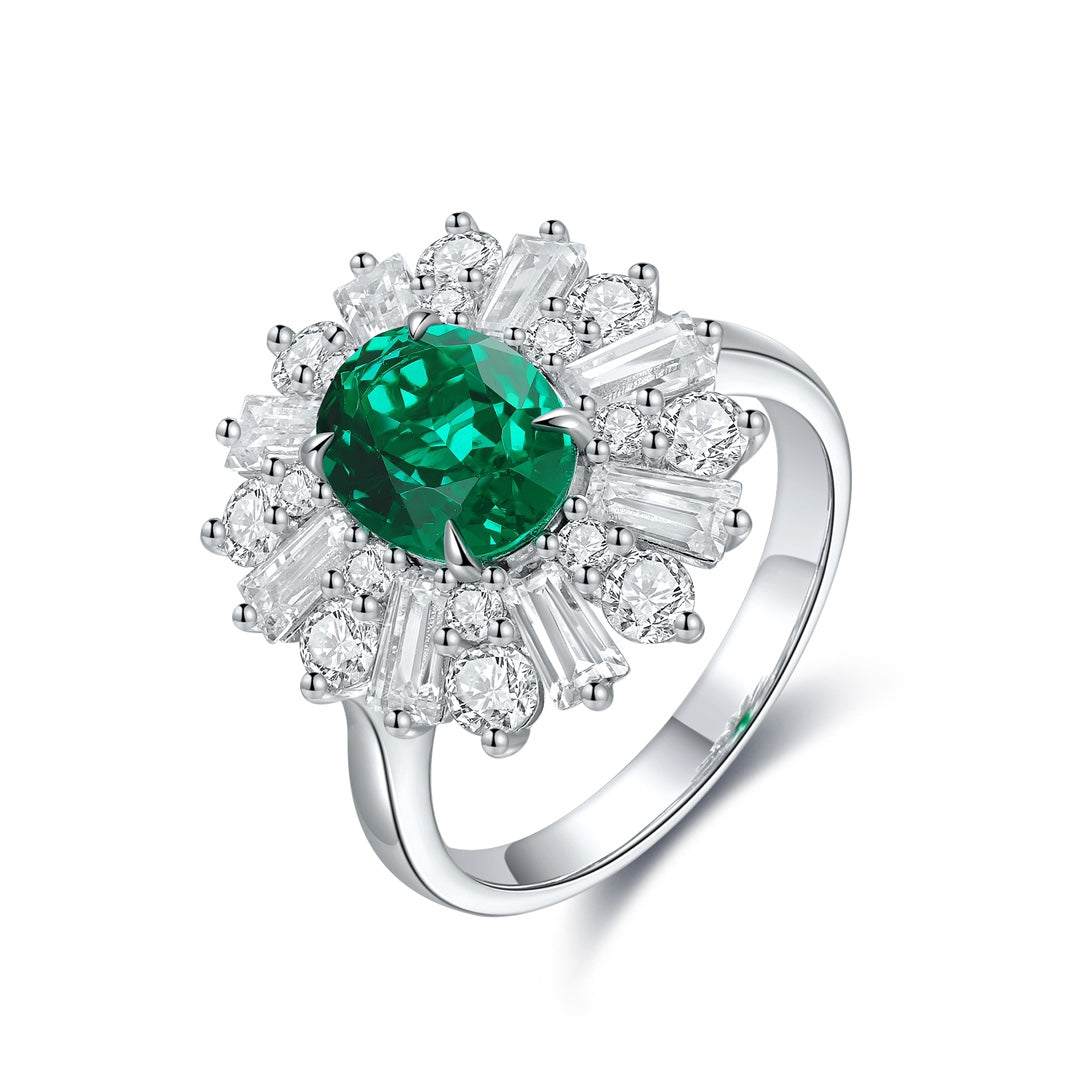 Sterling Silver Lab - Grown Emerald Ring A – JSEGR106Y