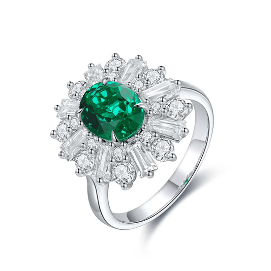 Sterling Silver Lab - Grown Emerald Ring A – JSEGR106Y