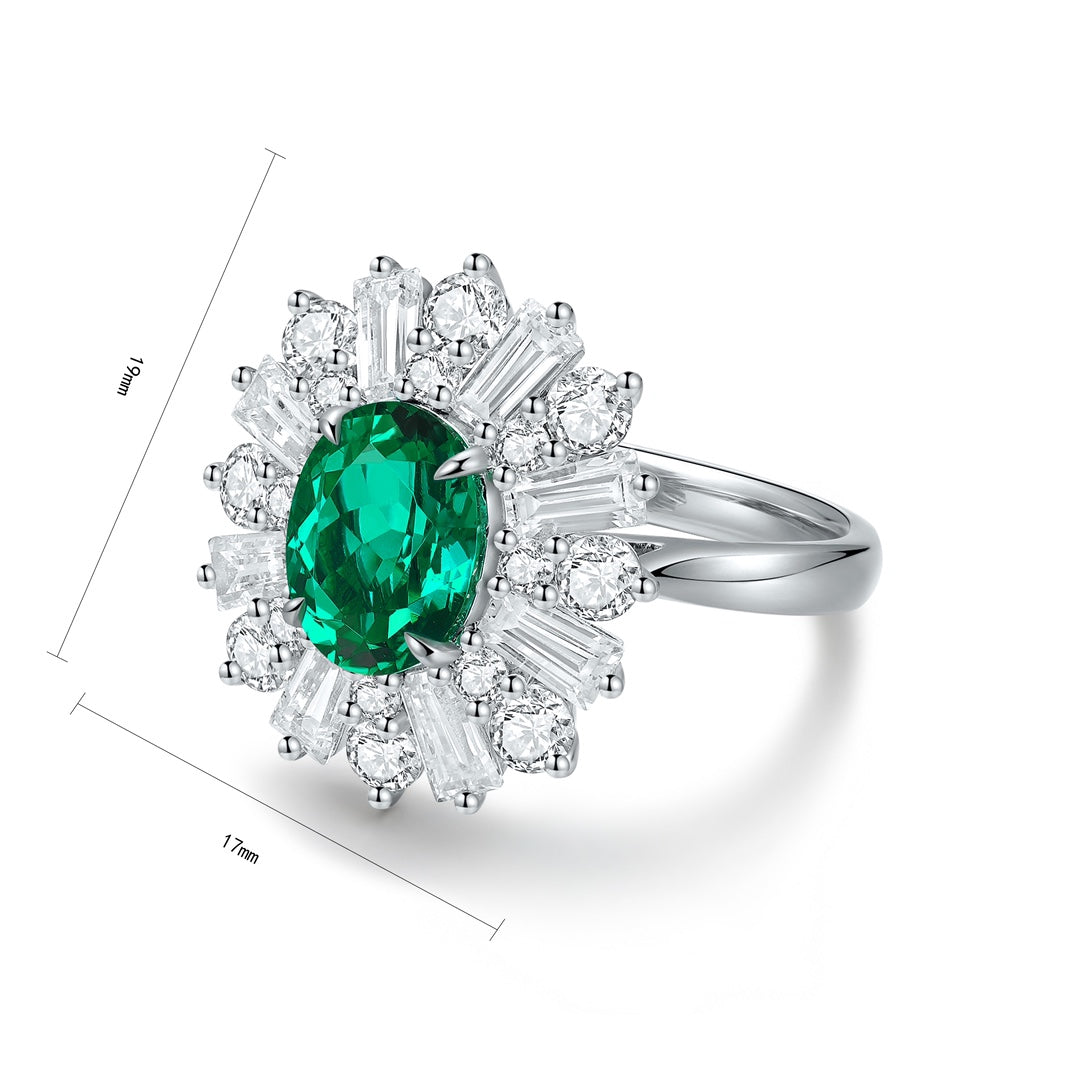 Sterling Silver Lab - Grown Emerald Ring A – JSEGR106Y