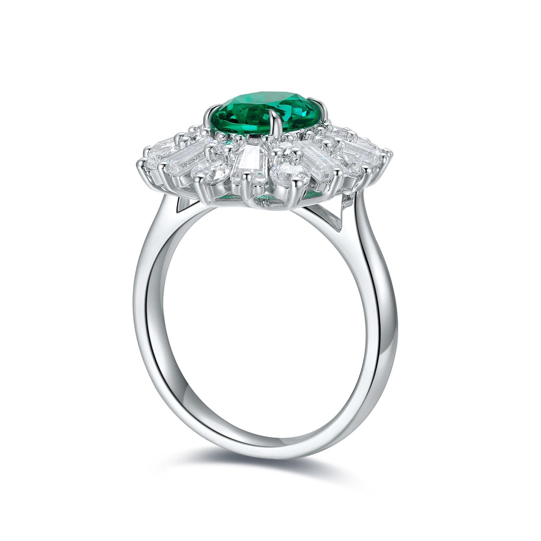 Sterling Silver Lab - Grown Emerald Ring A – JSEGR106Y