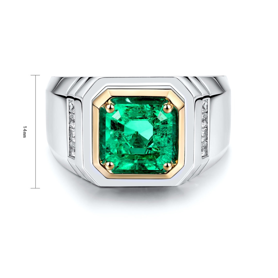 Sterling Silver Lab - Grown Emerald Ring A – JSEGR029Y