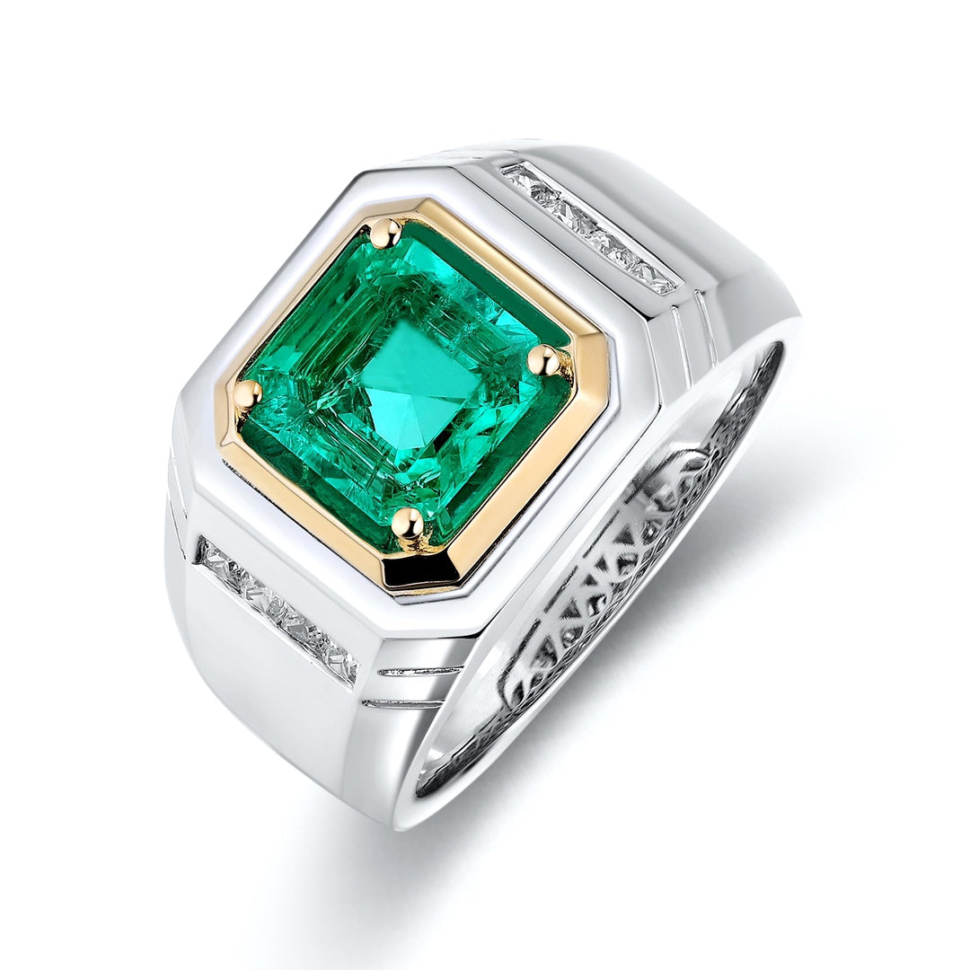 Sterling Silver Lab - Grown Emerald Ring A – JSEGR029Y
