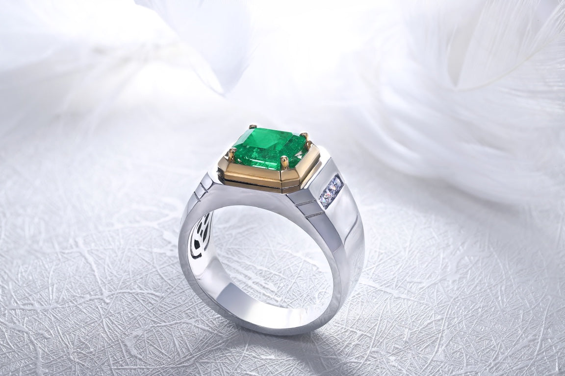 Sterling Silver Lab - Grown Emerald Ring A – JSEGR029Y