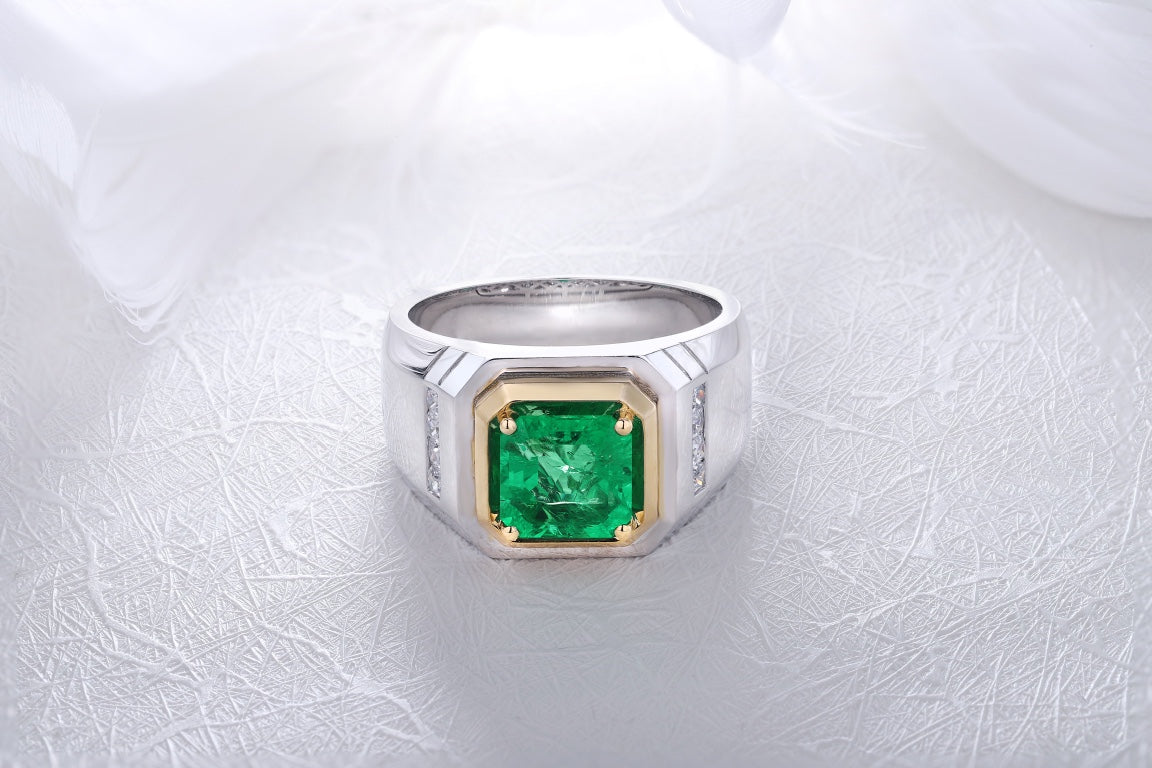 Sterling Silver Lab - Grown Emerald Ring A – JSEGR029Y