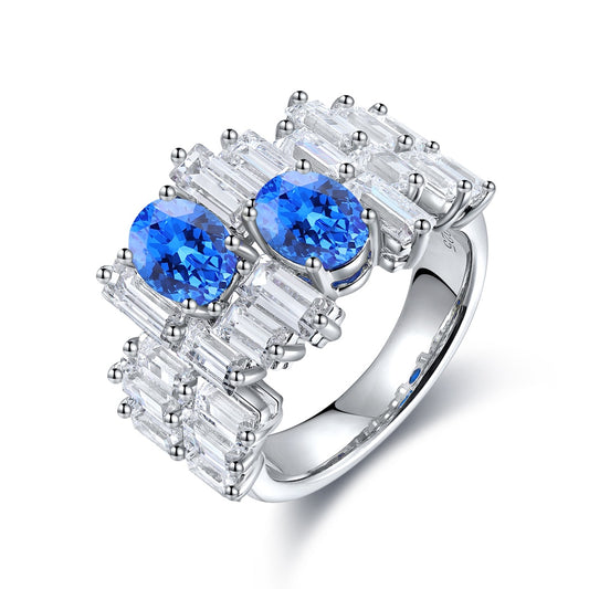 Sterling Silver Lab - Grown Cobalt Spinel Ring A – JR453Y