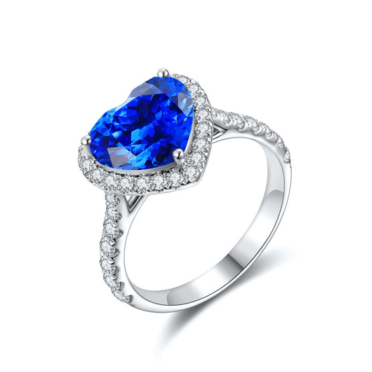 Sterling Silver Lab - Grown Cobalt Spinel Ring W - JR213Y