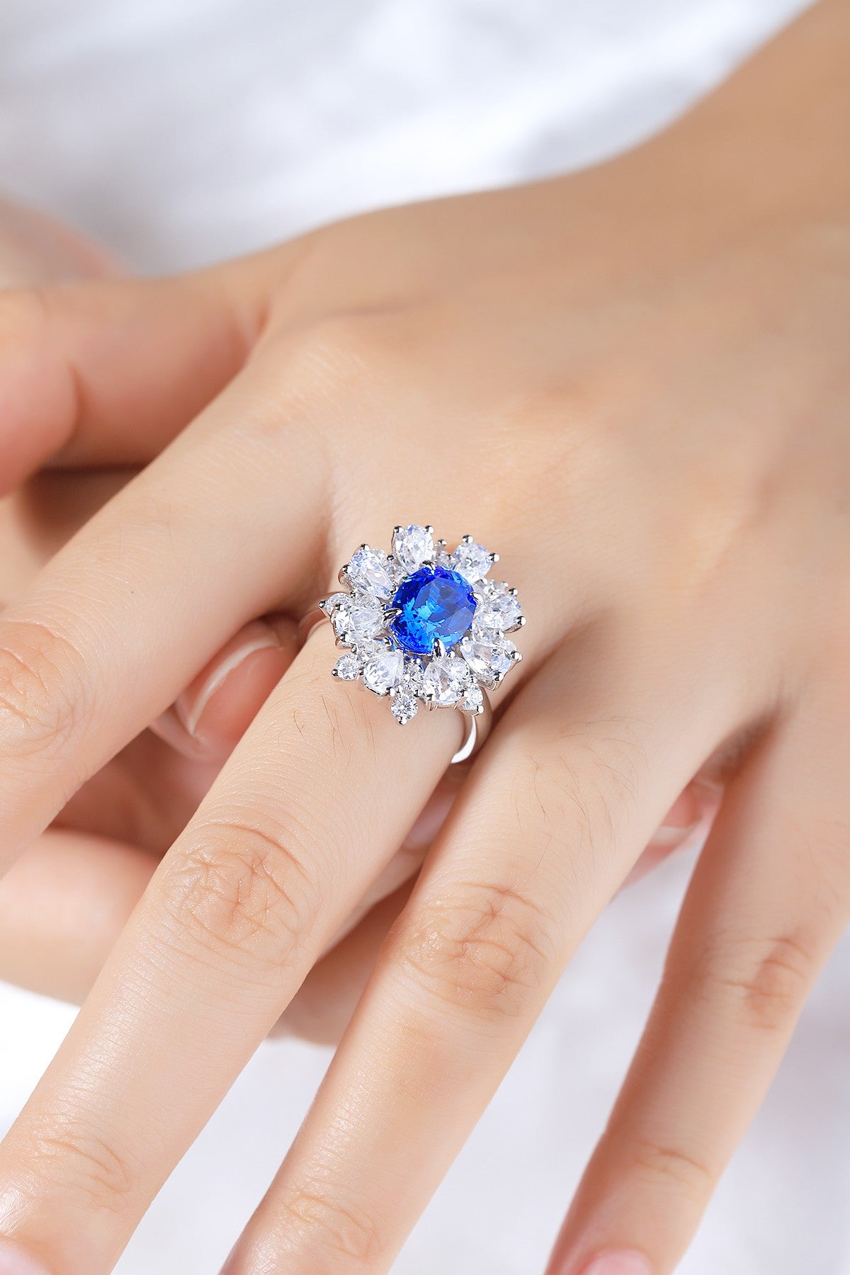 Sterling Silver Lab - Grown Cobalt Spinel Ring A – JR253Y
