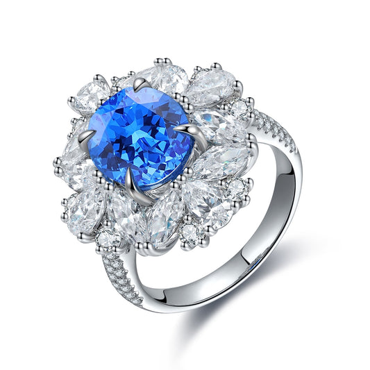 Sterling Silver Lab - Grown Cobalt Spinel Ring A – JR147Y