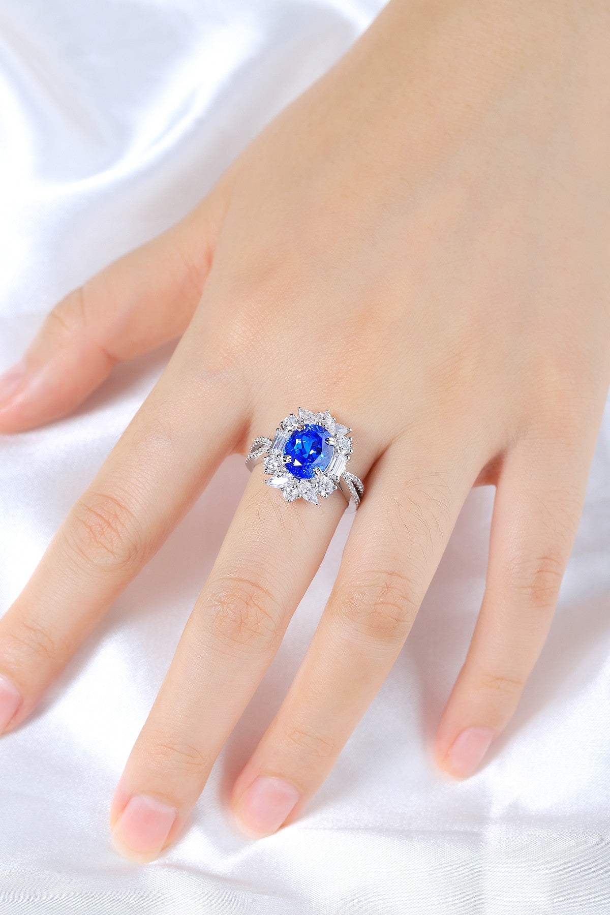 Sterling Silver Lab - Grown Cobalt Spinel Ring A – JR504Y
