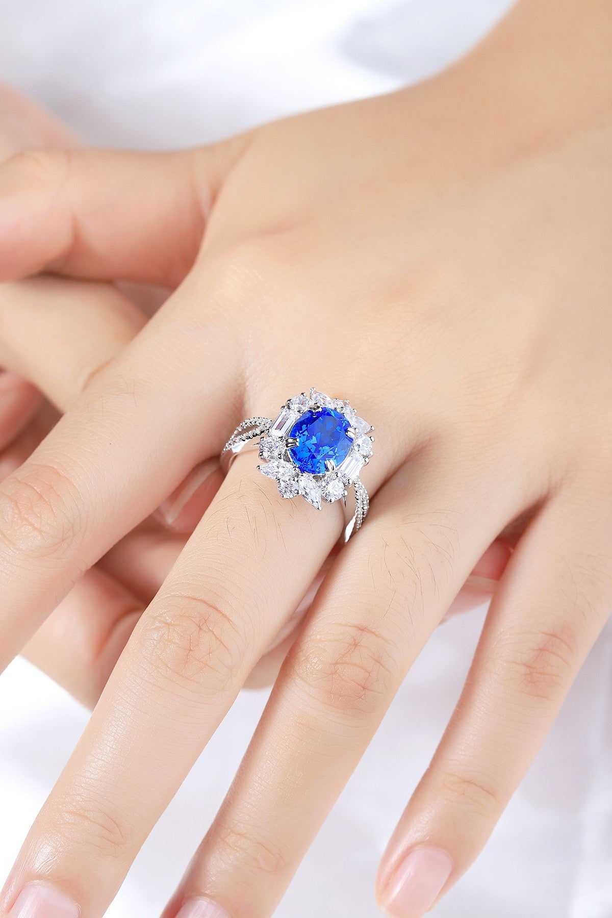 Sterling Silver Lab - Grown Cobalt Spinel Ring A – JR504Y