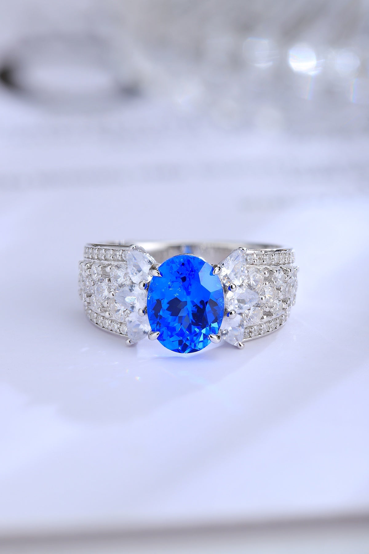 Sterling Silver Lab - Grown Cobalt Spinel Ring A – JR193Y