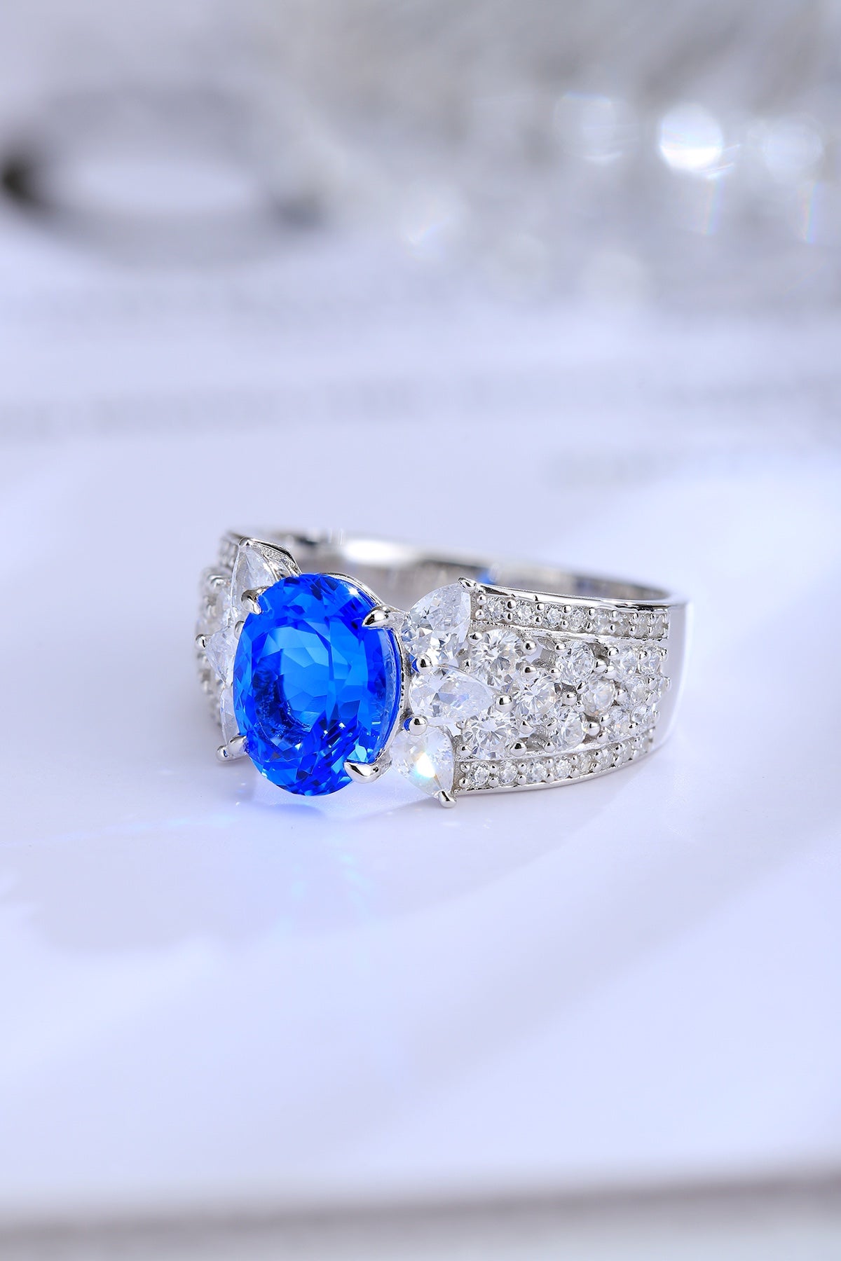 Sterling Silver Lab - Grown Cobalt Spinel Ring A – JR193Y
