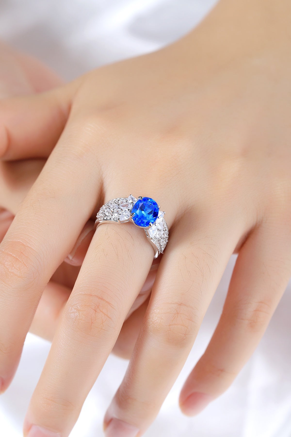 Sterling Silver Lab - Grown Cobalt Spinel Ring A – JR193Y